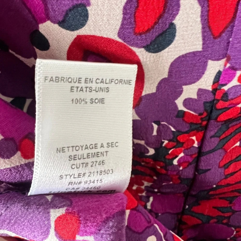 Trina Turk 100% Silk Floral Faux Wrap Blouse Red/Purple Size Small EUC - Picture 5 of 5